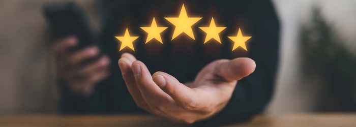 Hand with 5 stars